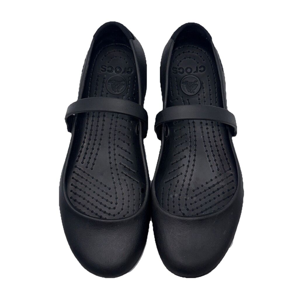 Crocs Alice Women's Size 7 Black Slip Resistant Mary Jane Flats Shoes